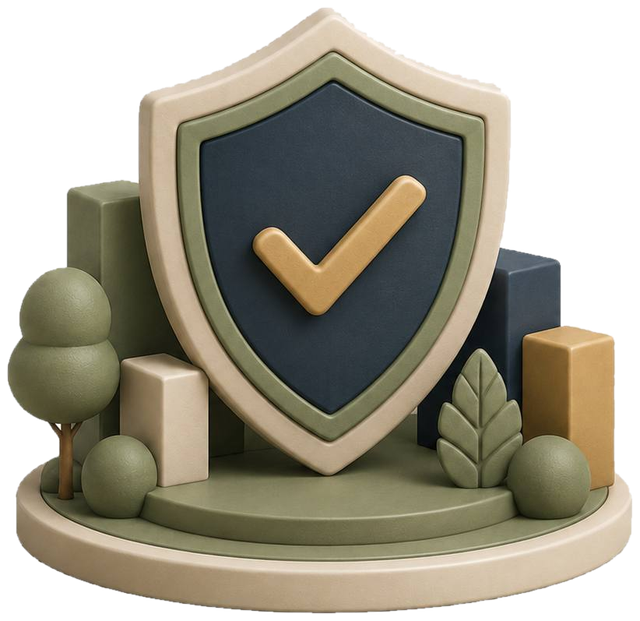 Escudo com selo de verificação em estilo clay