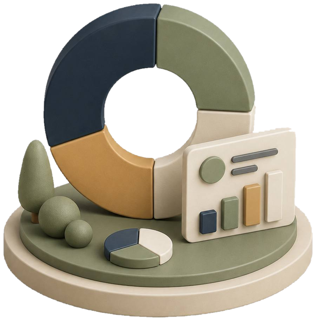 Gráfico de rosca em estilo clay